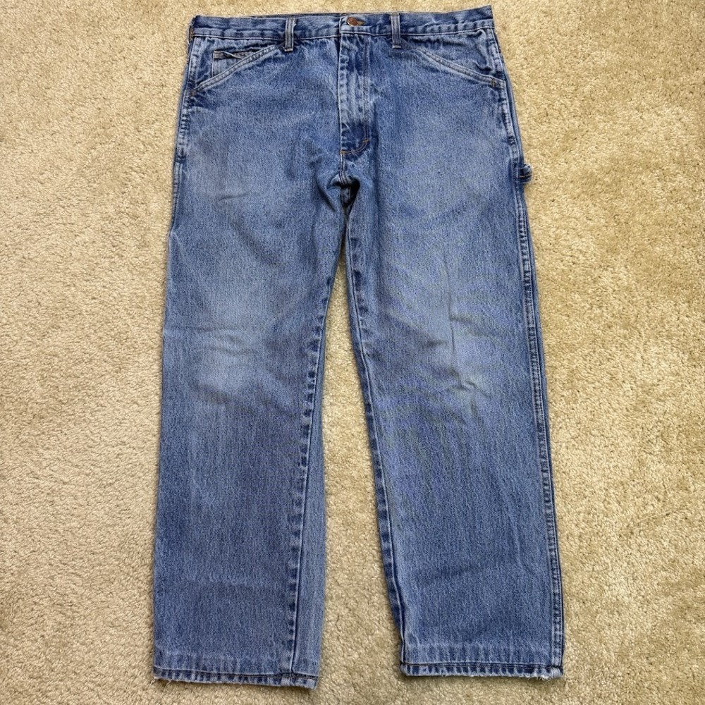 Vintage 90s Round House Jeans Carpenter Loose Distressed Made in USA 36x29